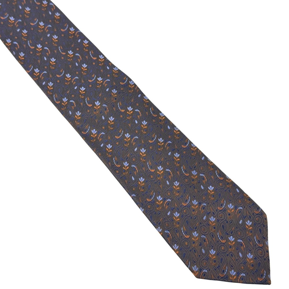 Vintage Ermenegildo‎ Zegna Silk Tie Paisley Floral Brown Italy 3.25"